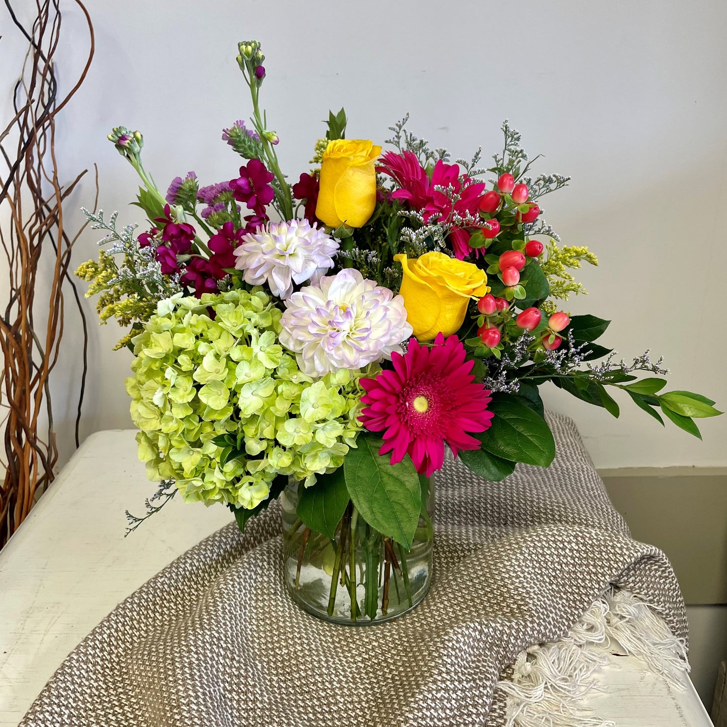 Bright and Cheerful Designers Choice Vase Arrangement