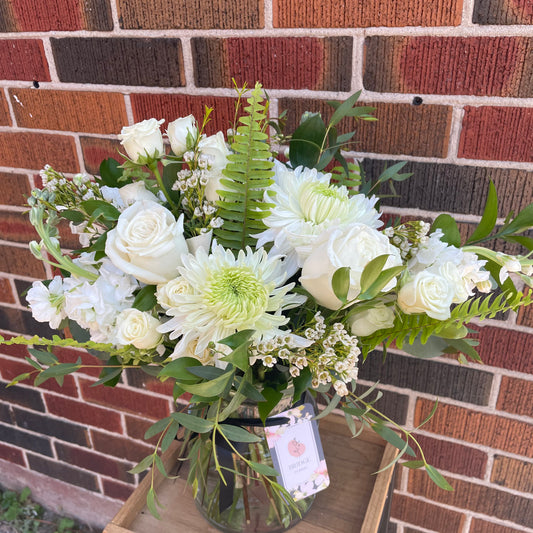 All White Designers Choice Vase Arrangement